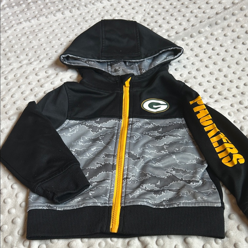 Green Bay Packers zip up Hooded Jacket with Yellow Accents